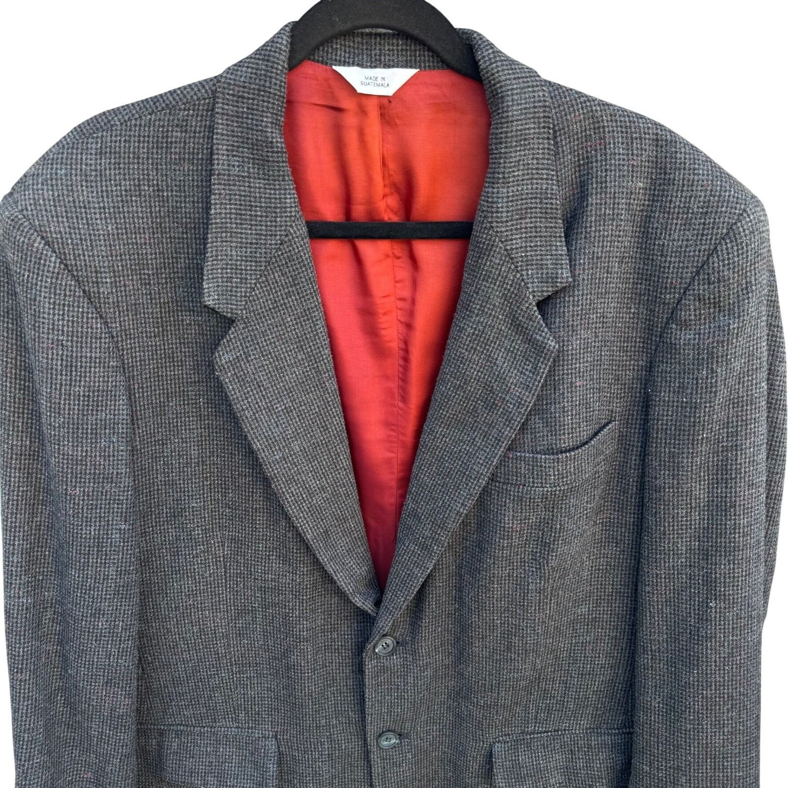 Jordache Jordache Vintage 80s Mens Grey Tweed Linen Wool Blend Blazer Size 44R - 3 Thumbnail