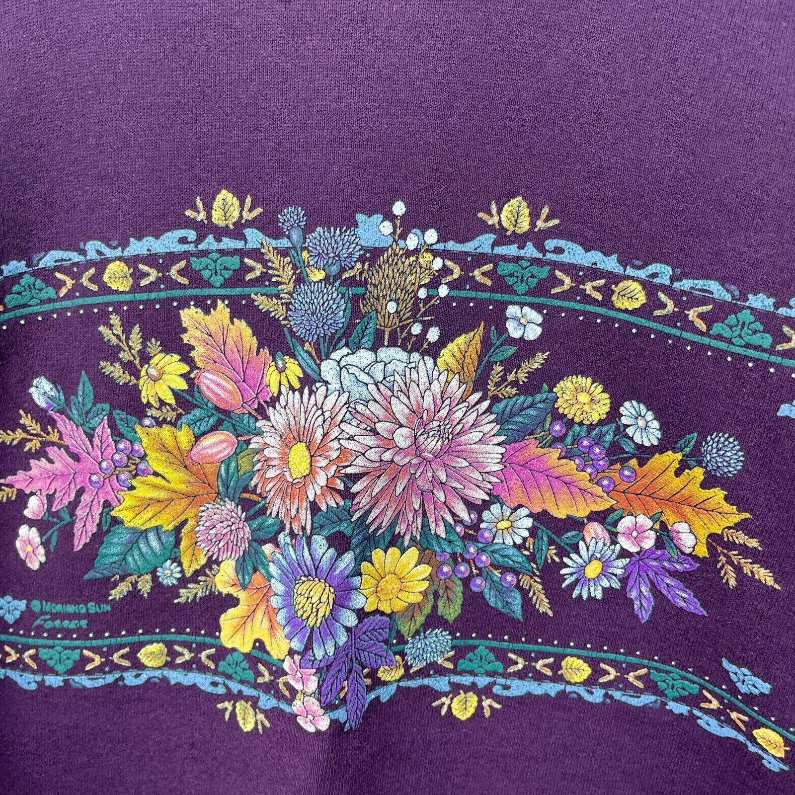 Vintage Vintage 90s Flowers Grandma Morning Sun Sweatshirt USA Large Size US L / EU 52-54 / 3 - 3 Thumbnail