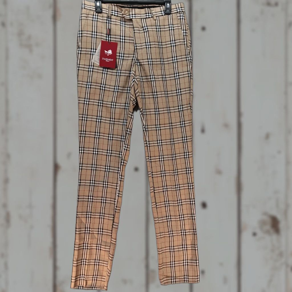 Vintage VINTAGE Statement Pants Women's 32 Nova Check Wool Handmade Italy NWT Pattern Check 100% Wool Ankle Straight Regular Zip Button Mens? No, Womens. Size 24" / US 00 / IT 34 - 1 Thumbnail