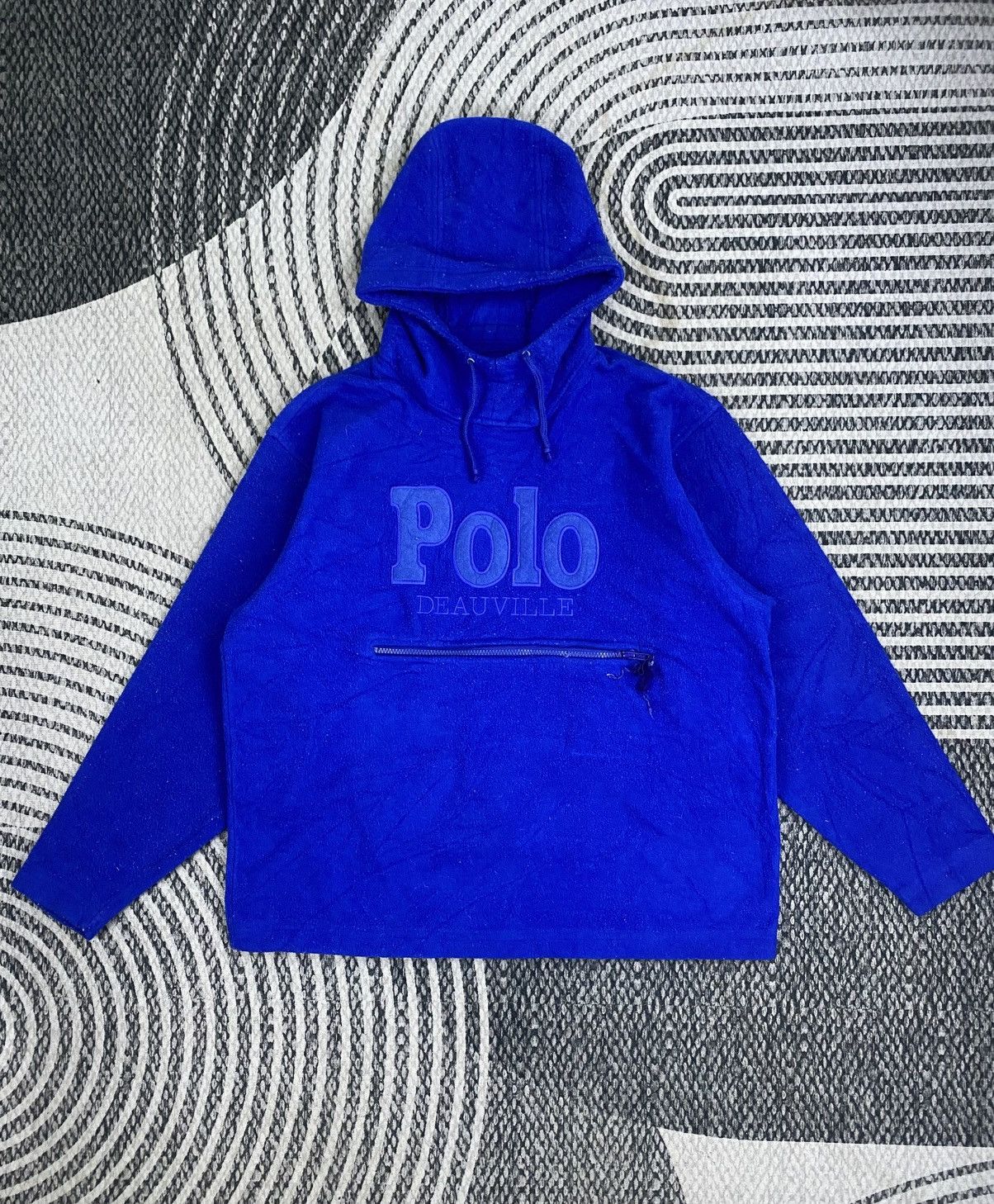 Polo Ralph Lauren Vtg Polo Deauville Royal Blue Fleece Hooded Anorak Pullover Size US M / EU 48-50 / 2 - 1 Thumbnail