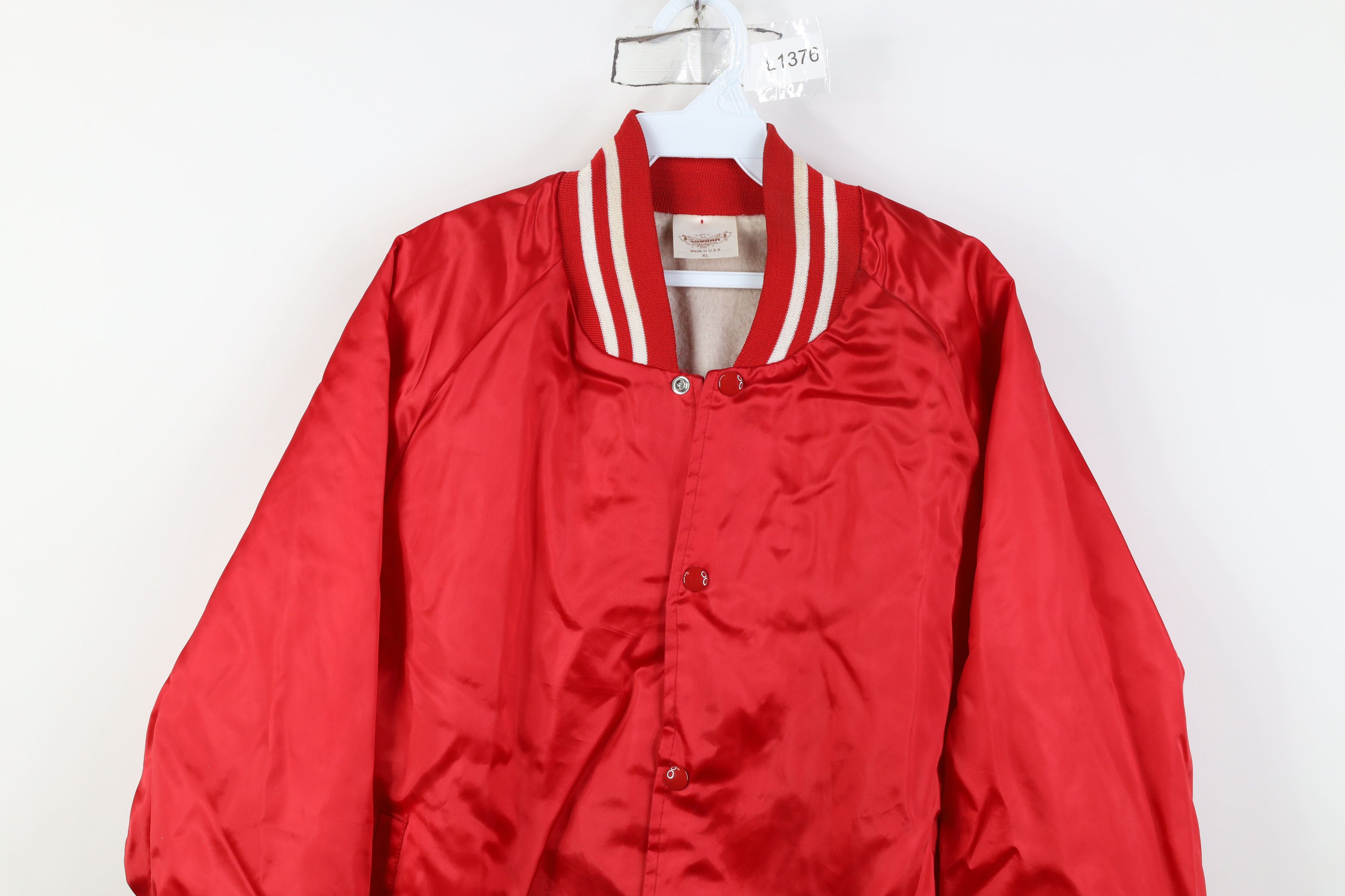 Vintage Vintage 80s Tupperware Star Lite Satin Bomber Jacket Red USA Size US XL / EU 56 / 4 - 3 Thumbnail