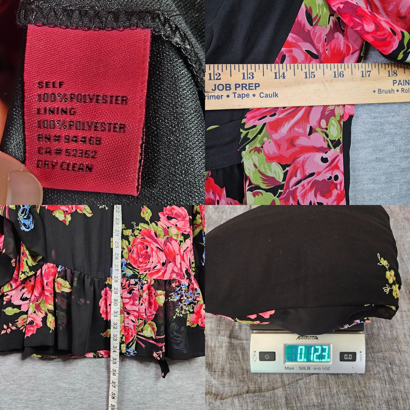 Betsey Johnson Betsey Johnson Dress Black Floral Wrap V Neck 3/4 Sleeve A-Line Size 10 Womens Dress Size L / US 10 / IT 46 - 8 Thumbnail