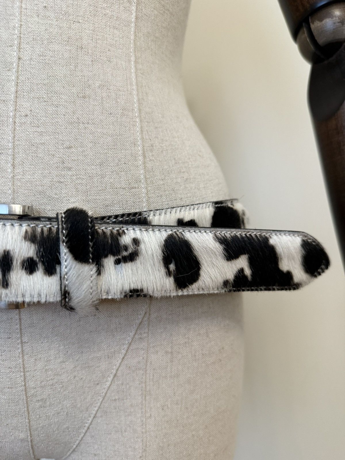 Other Italy Cowhide Leather Belt Y2K – Dalmatian Print Size ONE SIZE - 2 Thumbnail
