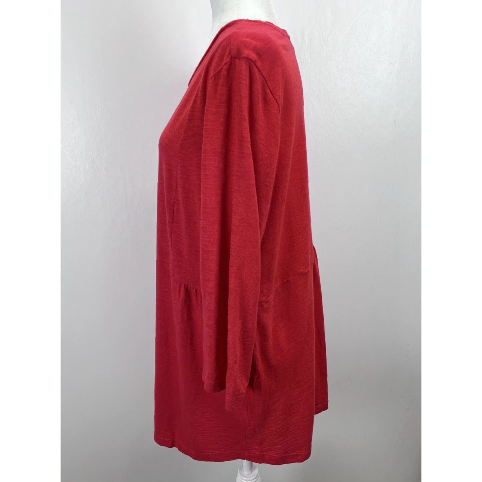 J. Jill J. Jill Tunic Top Long Sleeve Red Cotton Blend Casual Womens Large Size L / US 10 / IT 46 - 2 Thumbnail
