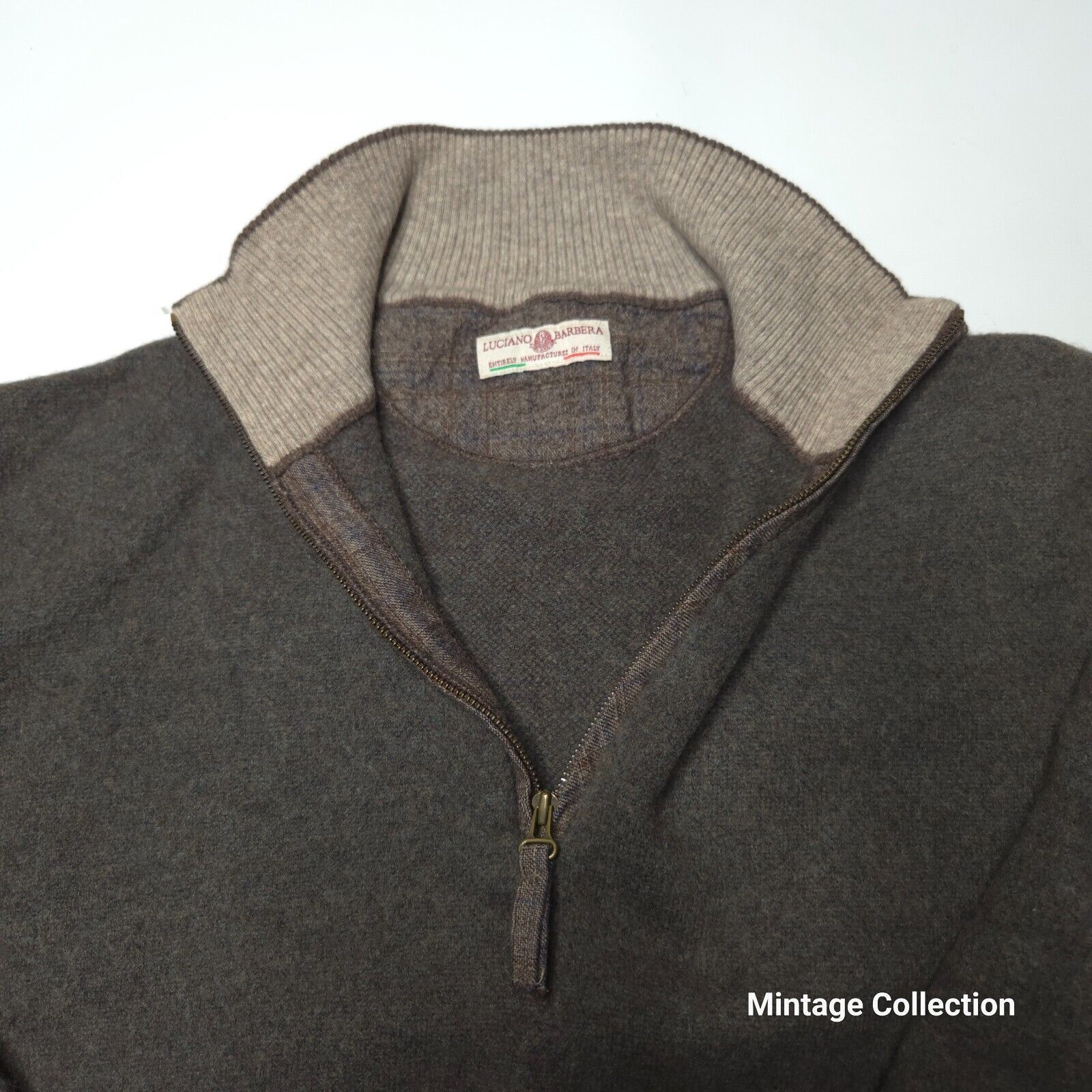 Luciano Barbera LUCIANO BARBERA GRAY 1/4 ZIP ASHMERE SWEATER MADE IN ITALY Size US L / EU 52-54 / 3 - 5 Thumbnail