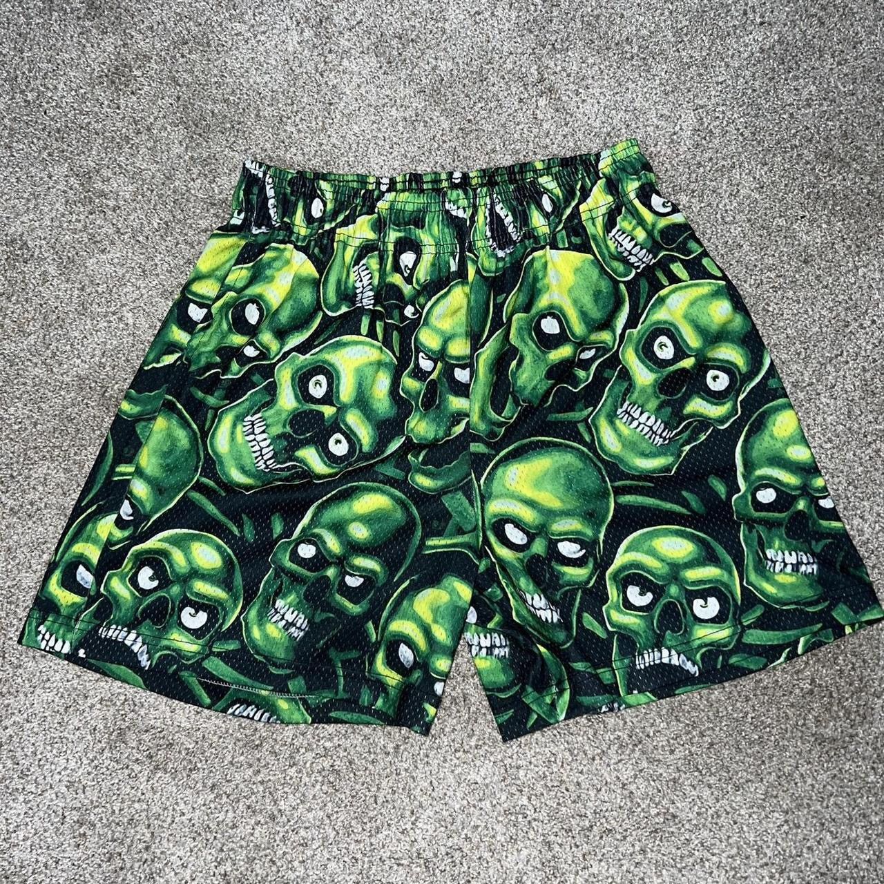 Other liquid blue skull style print neon slime green shorts mesh Size US 32 / EU 48 - 1 Thumbnail