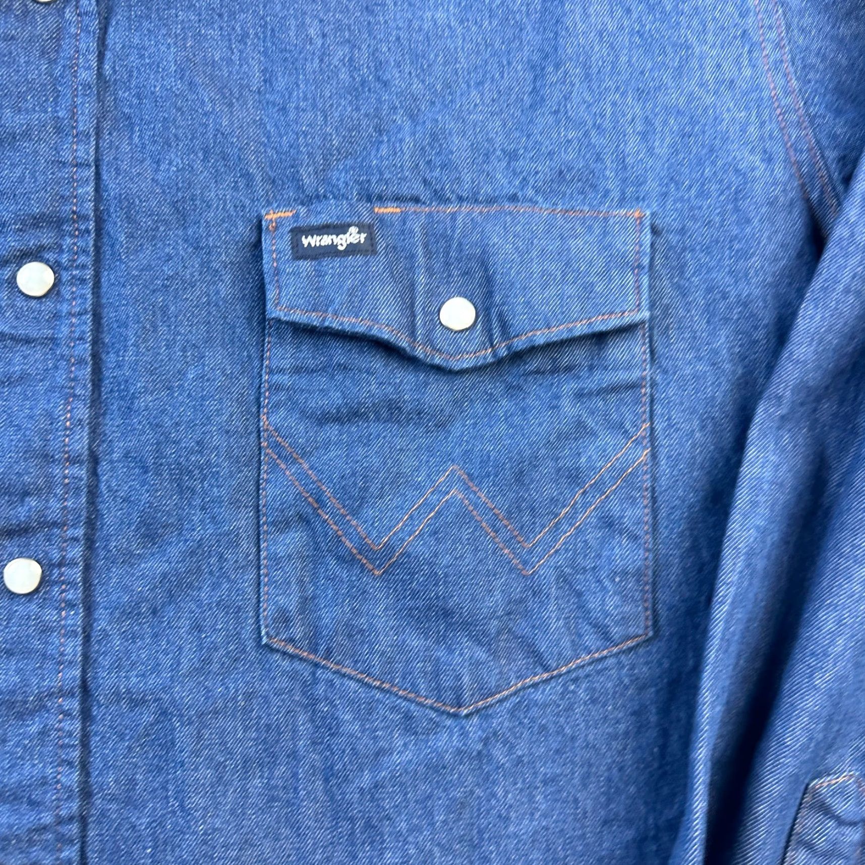 Wrangler Wrangler Shirt Mens Extra Large Western Blue Denim Jean Pearl Snap Size US XL / EU 56 / 4 - 6 Thumbnail