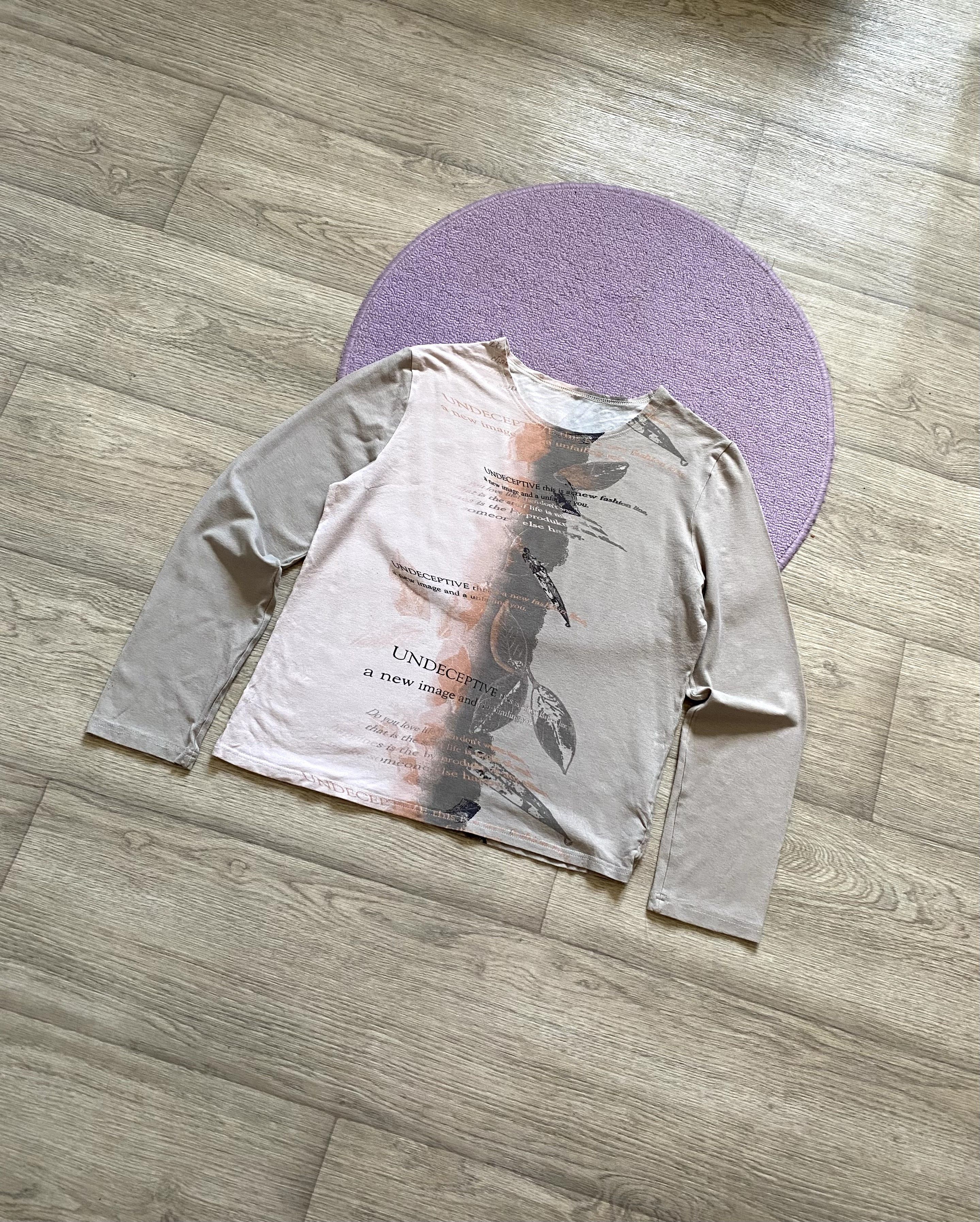 If Six Was Nine × Japanese Brand Y2K Avant Garde Biege Leaves Longsleeve Glamour Size M / US 6-8 / IT 42-44 - 2 Thumbnail