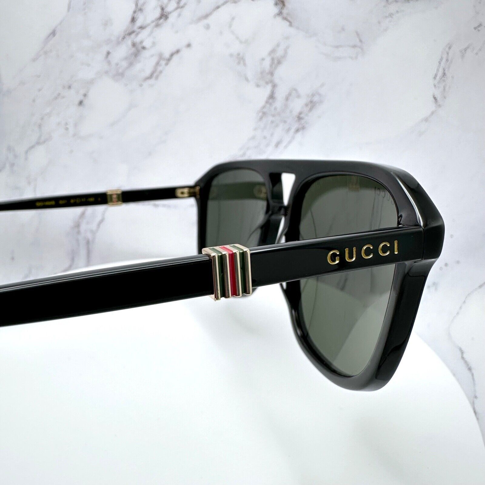 Gucci New Gucci Sunglasses Black Aviator Red Green Gold Logo Size ONE SIZE - 13 Thumbnail