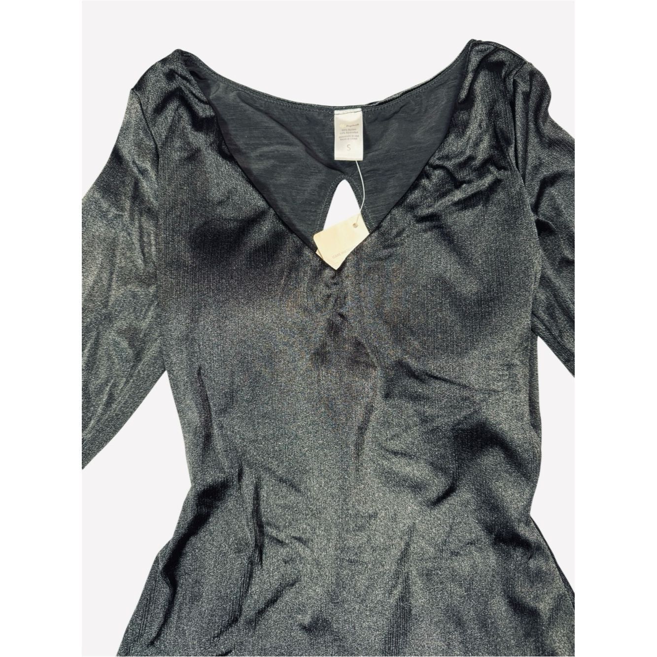 Other NWT New Popilush Shapewear Long Sleeve V-Neck Maxi Black Dr Size L / US 10 / IT 46 - 5 Thumbnail