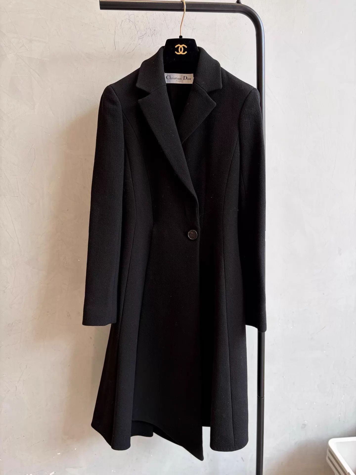 Dior Dior Black Wool-Silk Medium-Length Overcoat Size 34 Size XS / US 0-2 / IT 36-38 - 1 Thumbnail