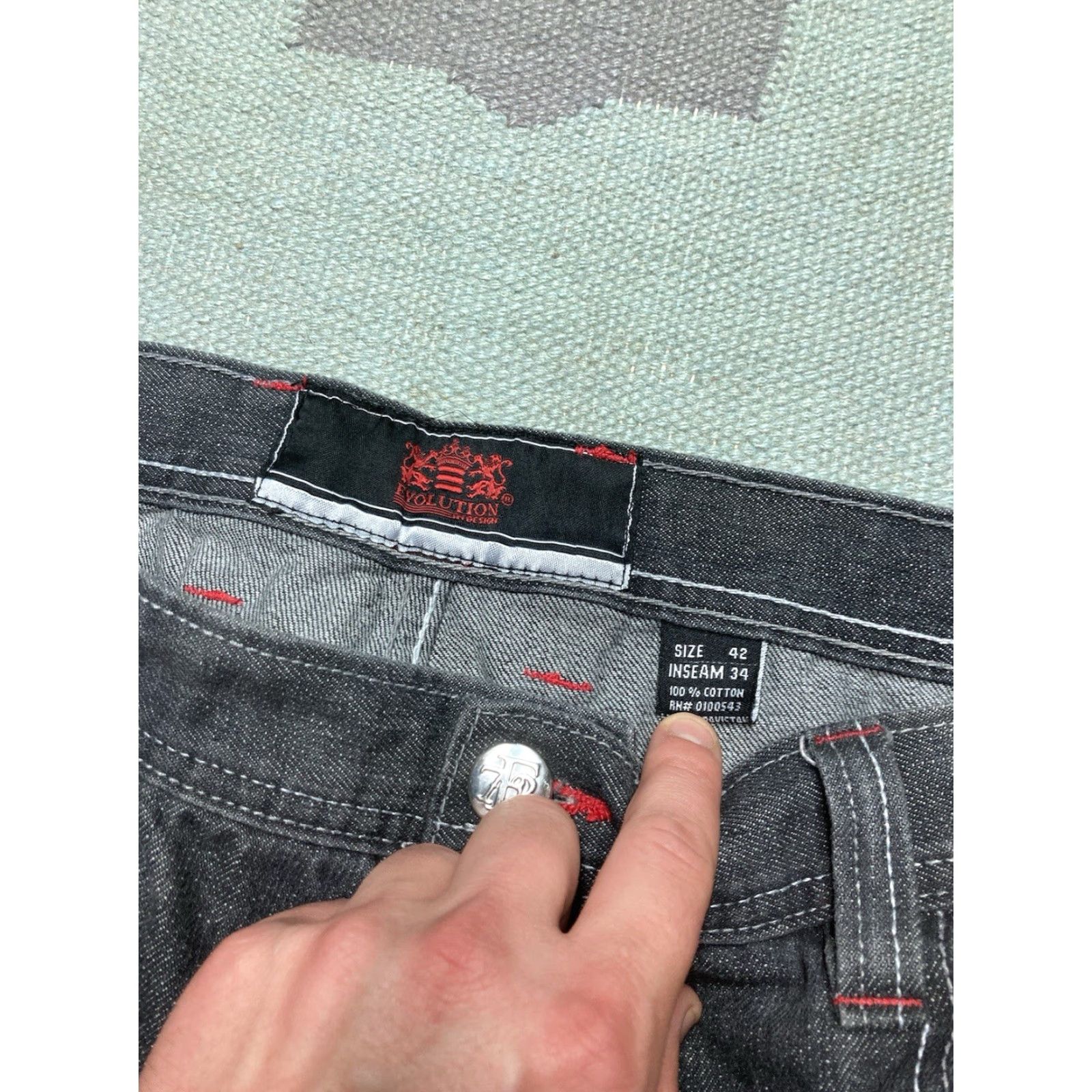 Vintage VINTAGE Evolution In Design Jeans Men Wide-Leg Plaid Black 40x31 Hip Hop Skater Baggy Y2K Size US 40 / EU 56 - 8 Thumbnail