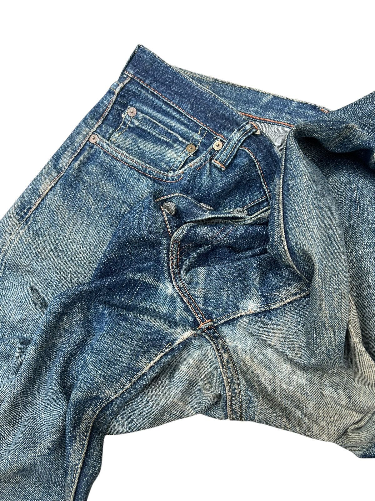 Full Count & Co. Trashed VTG Full Count Aging Dirty Mud Denim Selvedge Jeans Size US 32 / EU 48 - 14 Thumbnail