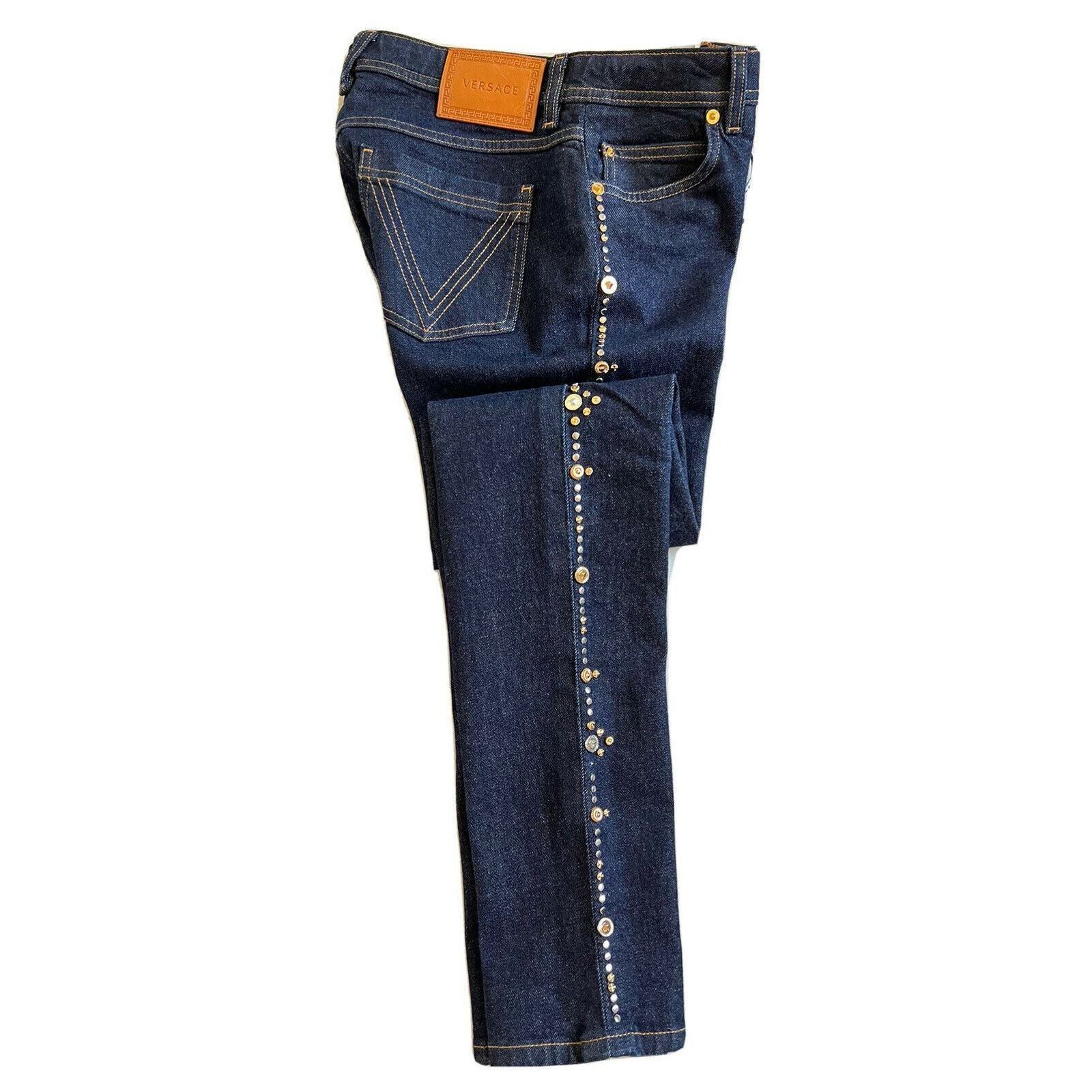 Versace Versace Studded Women's Denim Dark Blue Jeans Size 27 US Size 27" / US 4 / IT 40 - 2 Thumbnail