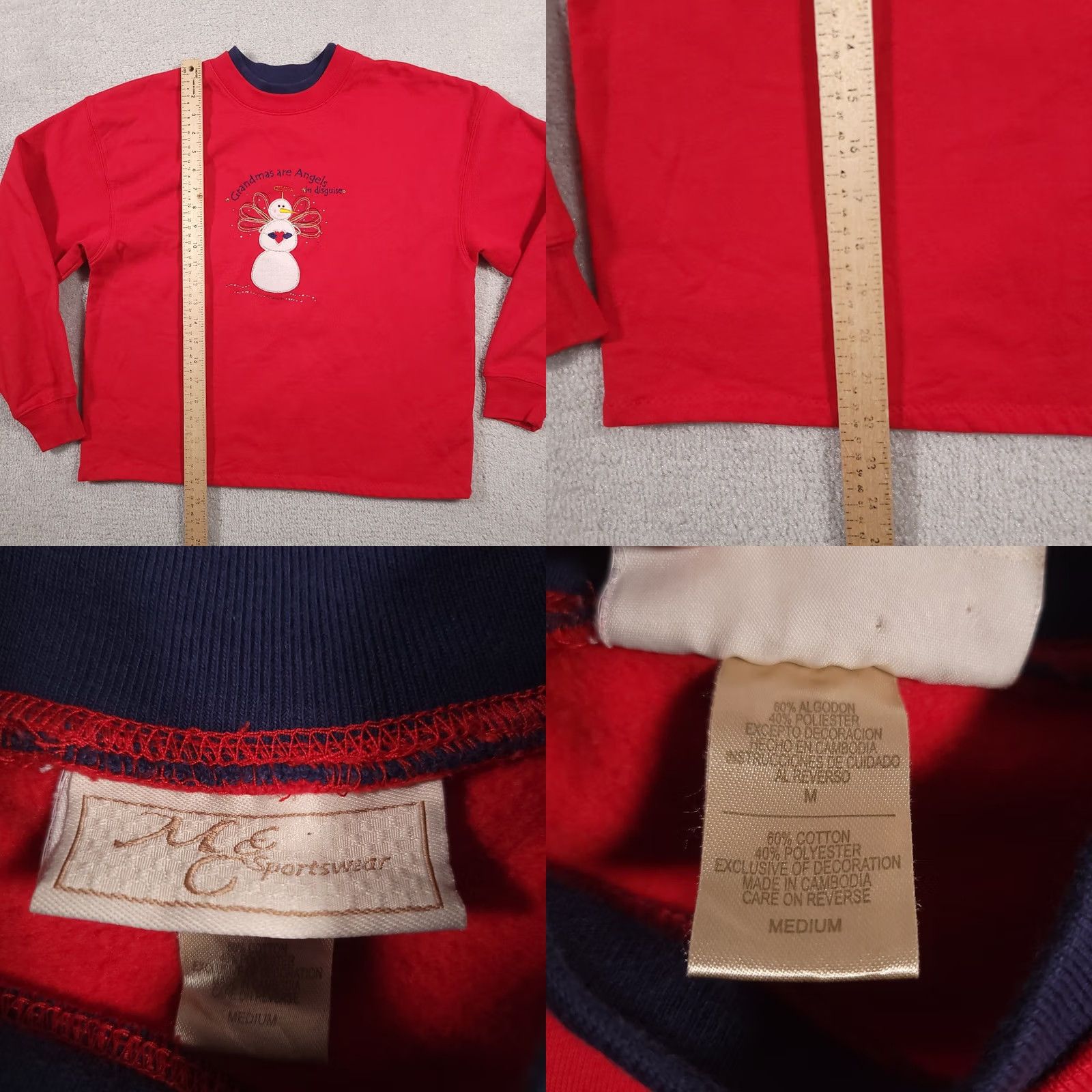 Vintage Vtg M&C Sport Grandma Sweatshirt Crewneck Women's Medium Red Embroidered Snowman Size XL / US 12-14 / IT 48-50 - 8 Thumbnail