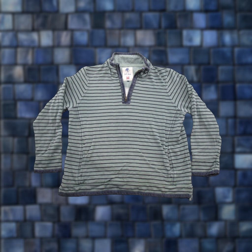 FatFace Fat Face The Airlie 1/4 Zip Green Blue Striped Sweater Sweatshirt Women's SZ 14 Size XL / US 12-14 / IT 48-50 - 1 Thumbnail