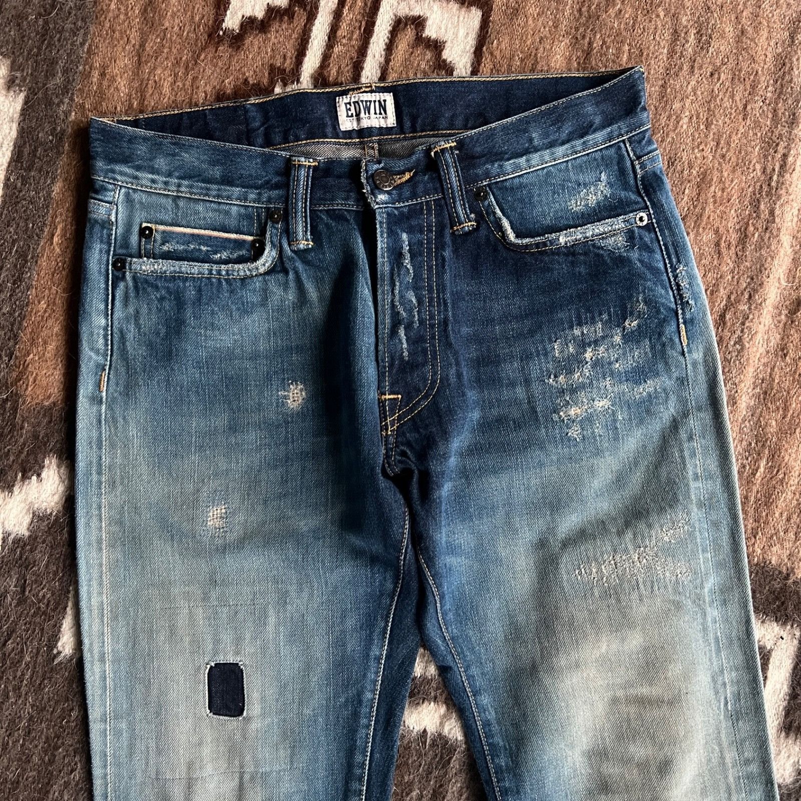 Edwin Edwin Selvedge Jeans Japanese Denim Slim Fit Distressed 9828 Size US 32 / EU 48 - 5 Thumbnail