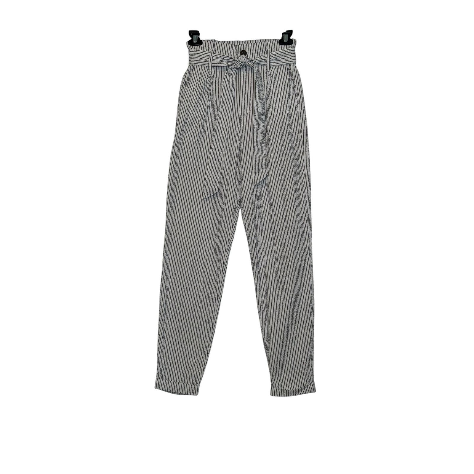 H&M H&M white blue pinstripes pleated high waist pants size 4 Size 27" / US 4 / IT 40 - 14 Thumbnail