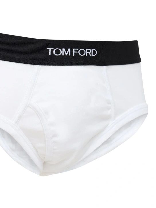Tom Ford o1lsvrm0525 Size: M/Logo Stretch Cotton Briefs in White Size ONE SIZE - 3 Thumbnail