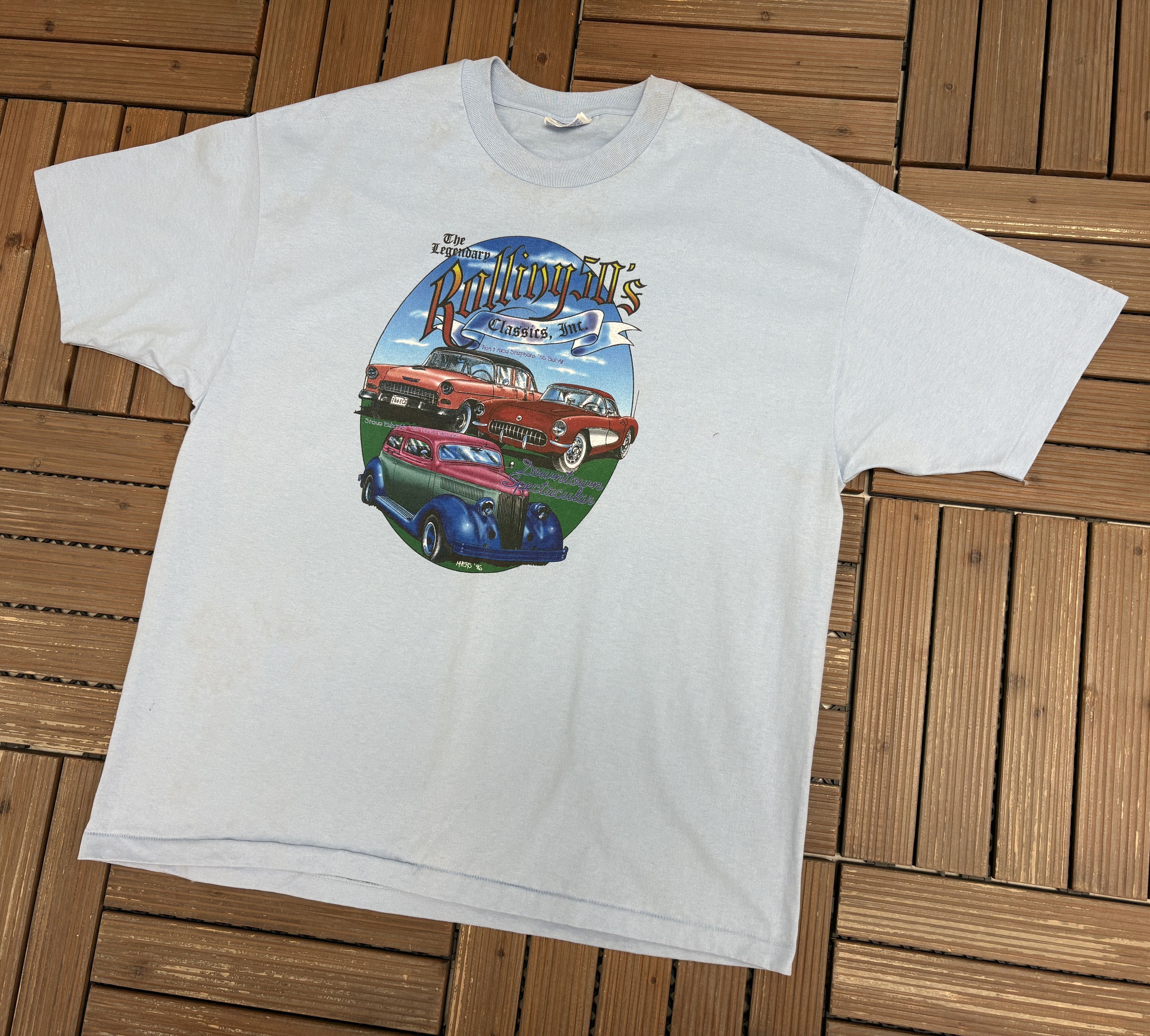 Vintage The Legendary Rolling 50's Vintage Blue T-Shirt Tee Size US XL / EU 56 / 4 - 3 Thumbnail