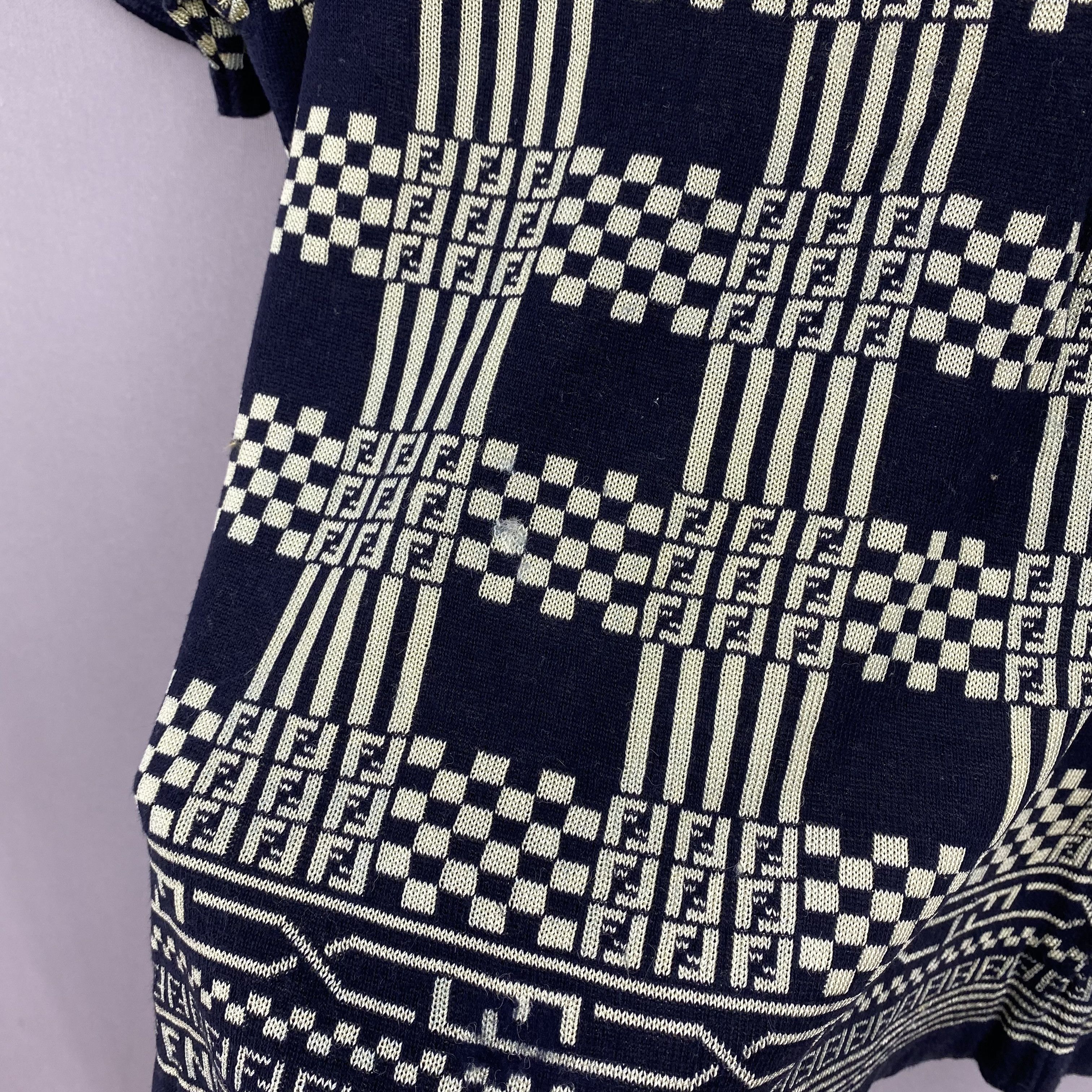 Japanese Brand Vintage 90s Fendi Short Sleeve Tops Knit Monogram Sweater Size XXS / US 00 / IT 34 - 8 Thumbnail
