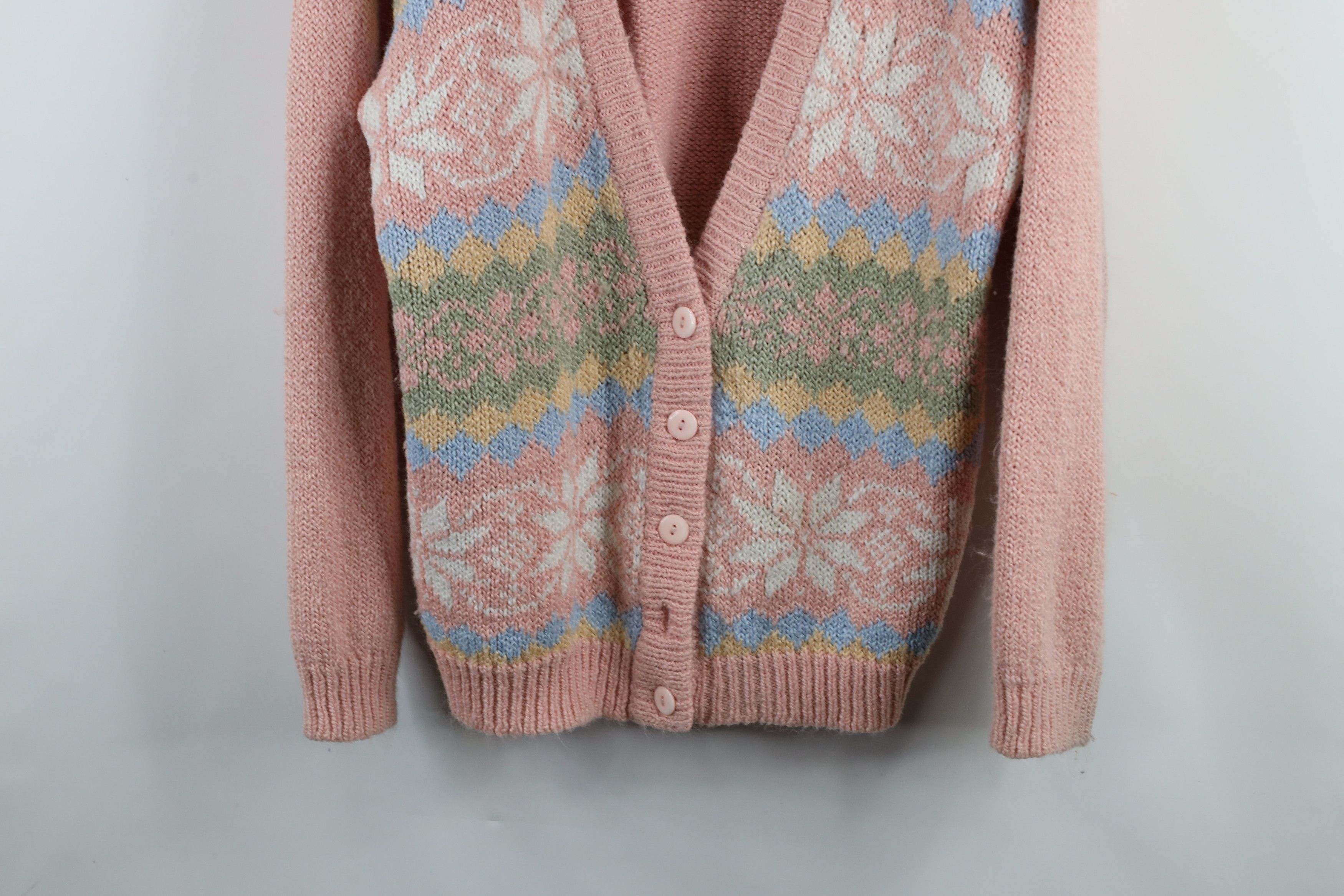 Vintage Vintage 90s Blend Pastel Fair Isle Knit Cardigan Sweater Size XXL / US 16-18 / IT 52-54 - 3 Thumbnail