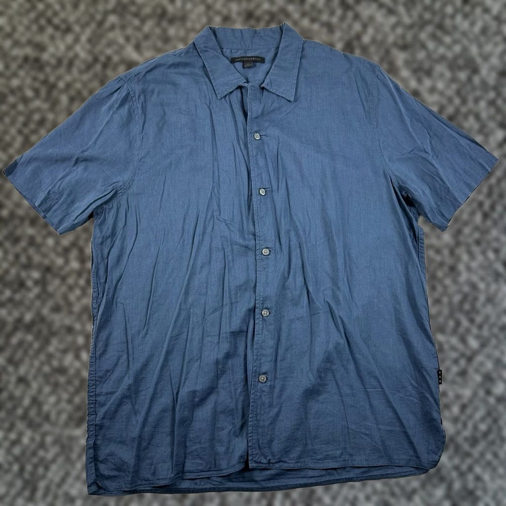 John Varvatos VINTAGE John Varvatos Camp Button Up Shirt Mens XL Blue Solid Lightweight Short Sleeve Collar Button-Up Mens XL Blue Solid Size US XL / EU 56 / 4 - 1 Thumbnail