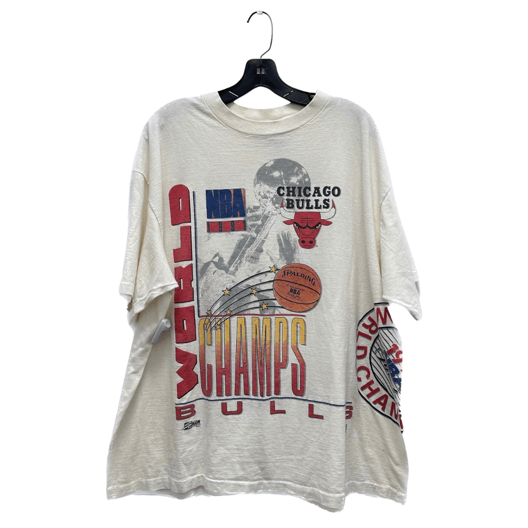 image of 1991 Nba World Champs: Chicago Bulls Tee in White, Men's (Size 2XL)