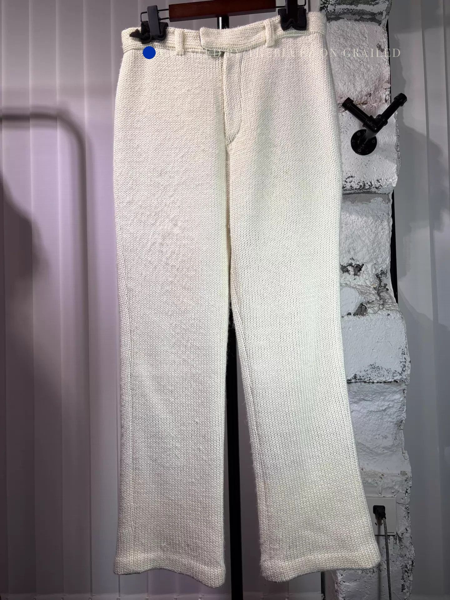 Jean Paul Gaultier 90s Thick Knit Flared Pants in White Size US 32 / EU 48 - 1 Thumbnail