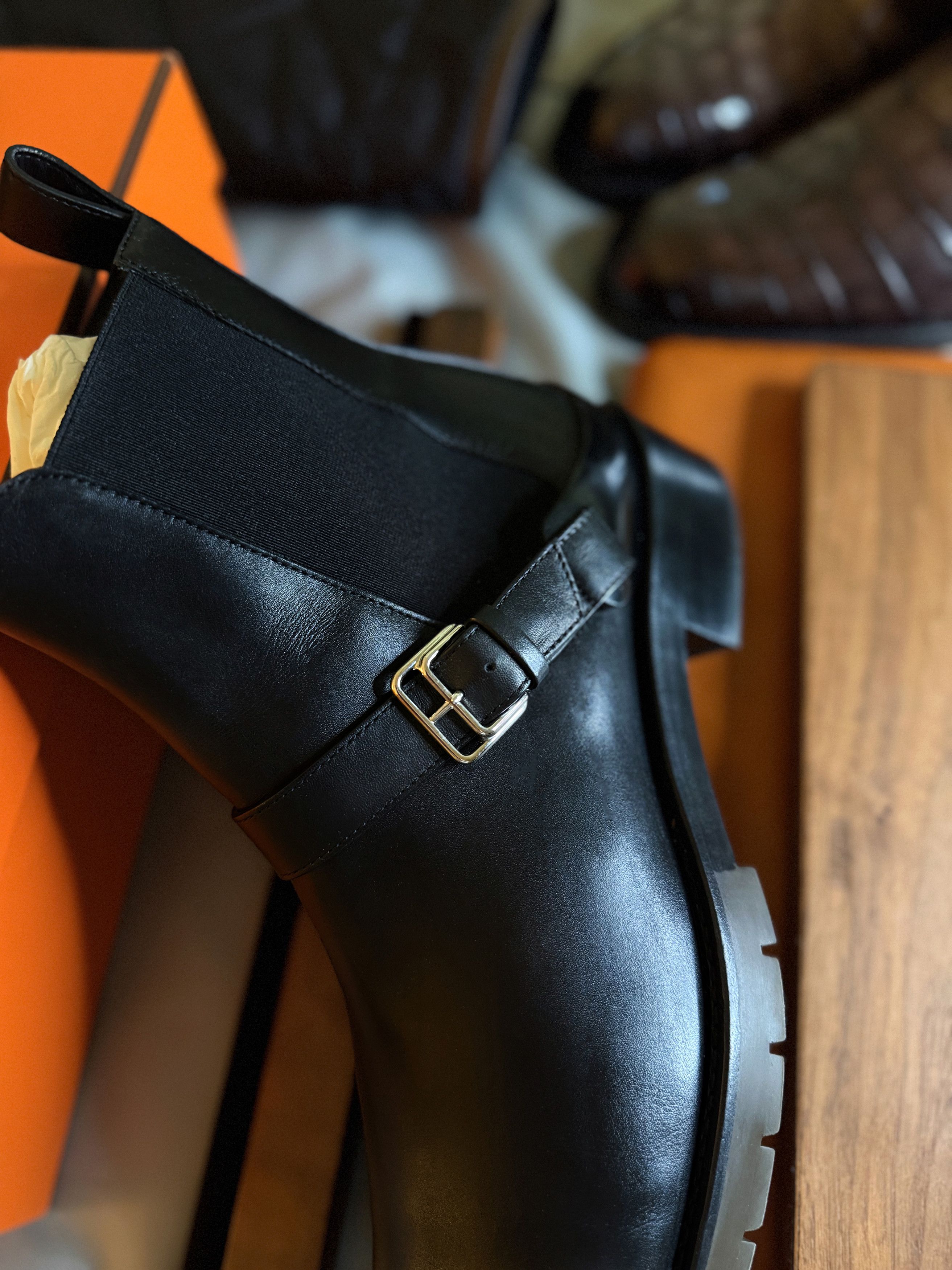 Hermes Fits 10.5, Ultimate Rare $1,800 Silver Buckle Ankle Boots Size US 10 / EU 43 - 17 Thumbnail