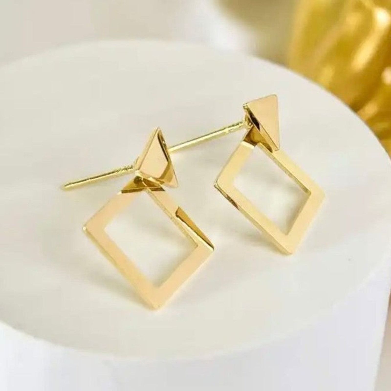 Other 18k Gold Geometric Stud Transformer Earrings Gold NWT Size ONE SIZE - 10 Thumbnail