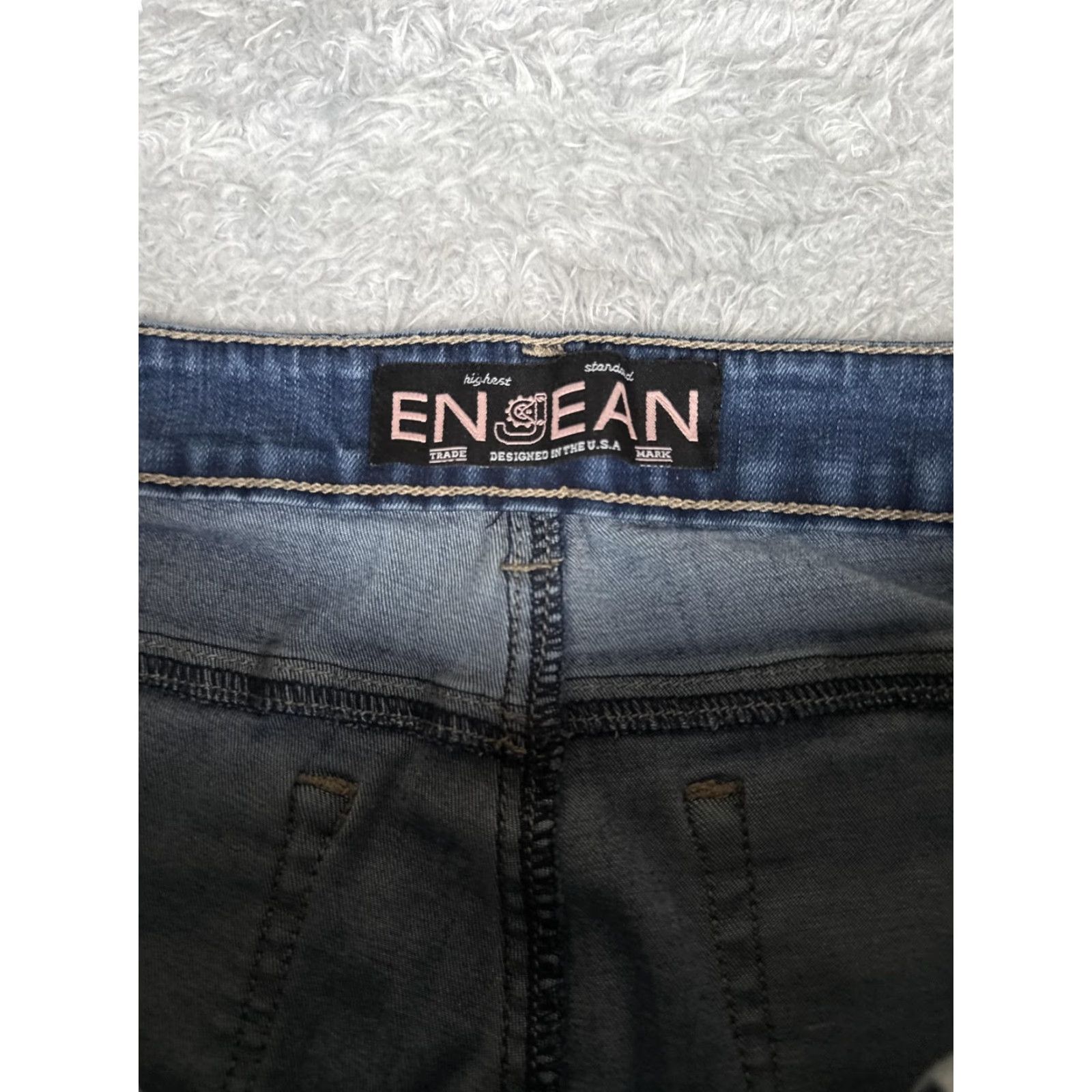 Vintage EN JEAN Jeans Bootcut Juniors 13 Blue Mid Wash Distressed 29x32 Regular Pocket Denim, 5-Pocket, Mid Rise, Stretch, Solid Size 34" / US 12 / IT 48 - 6 Thumbnail