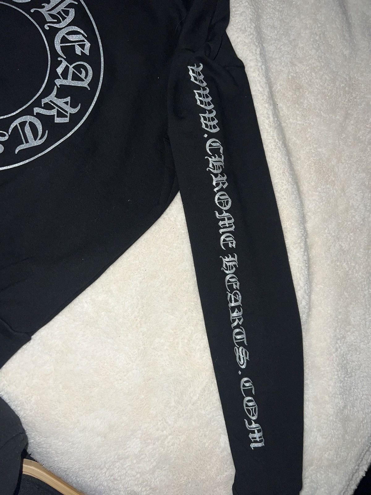 image of Chrome Hearts Glitter Hoodie in Black, Men's (Size Small)