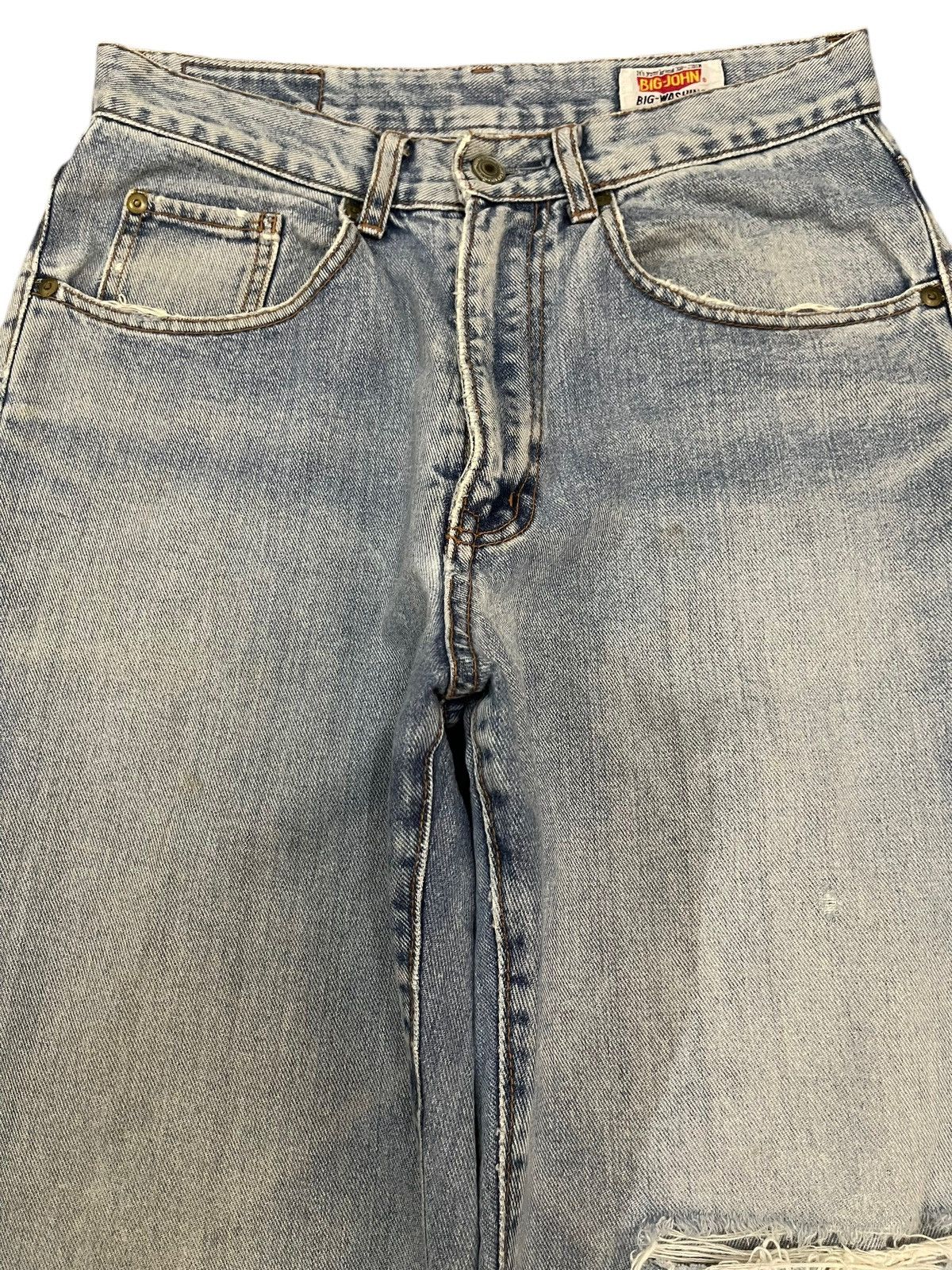 Big John Vintage 90s Big John Blue Wash Distressed Baggy Jeans Size US 29 - 3 Thumbnail