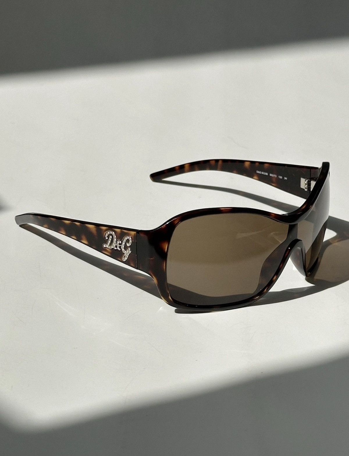 Dolce & Gabbana DOLCE & GABBANA Crystal Logo Brown Mask Sunglasses Vintage Size ONE SIZE - 1 Thumbnail