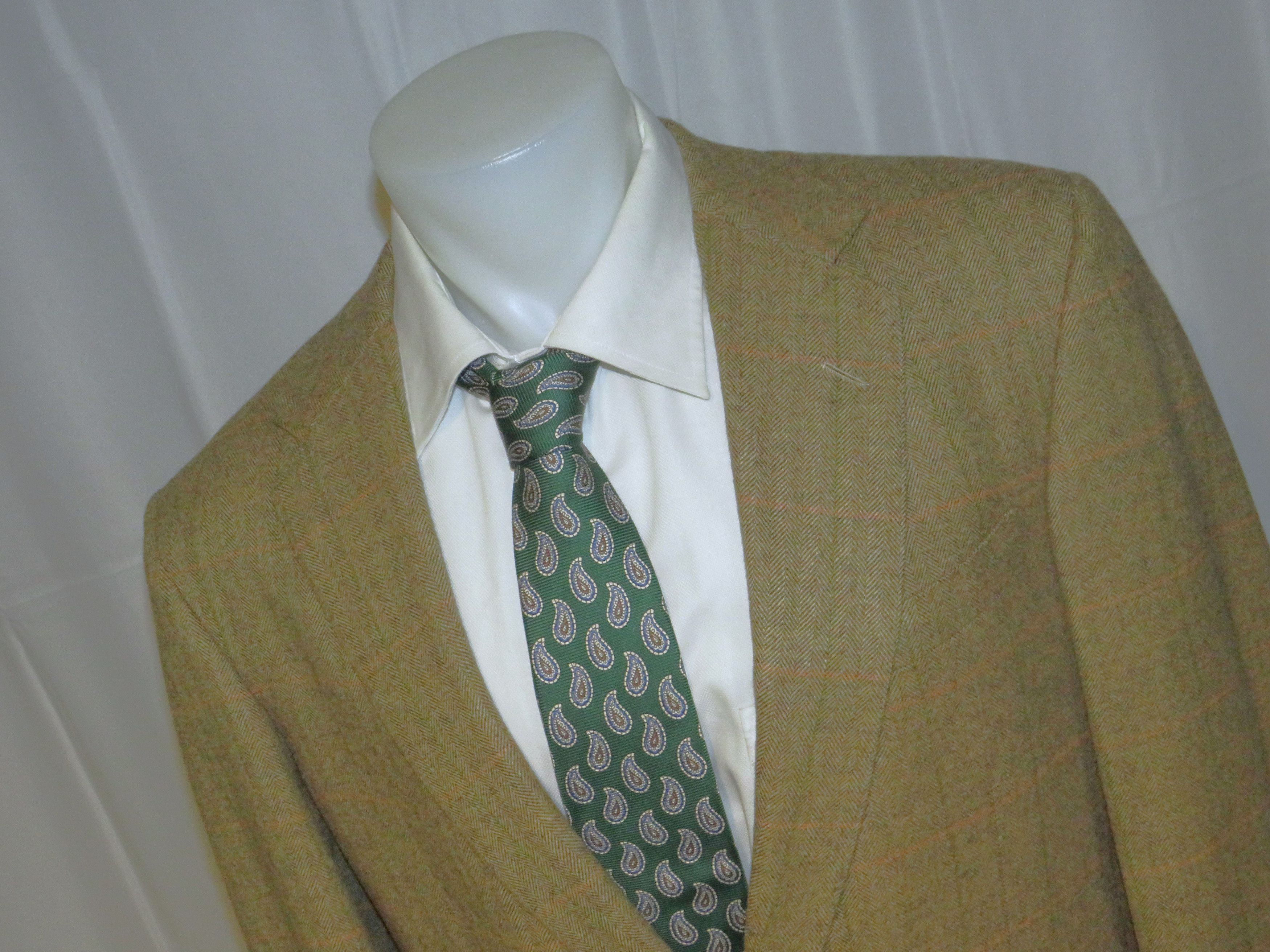 Oxxford Clothes Highest Quality Light Brown HBONE Cashmere Blend Blazer 42L Size 42L - 4 Thumbnail