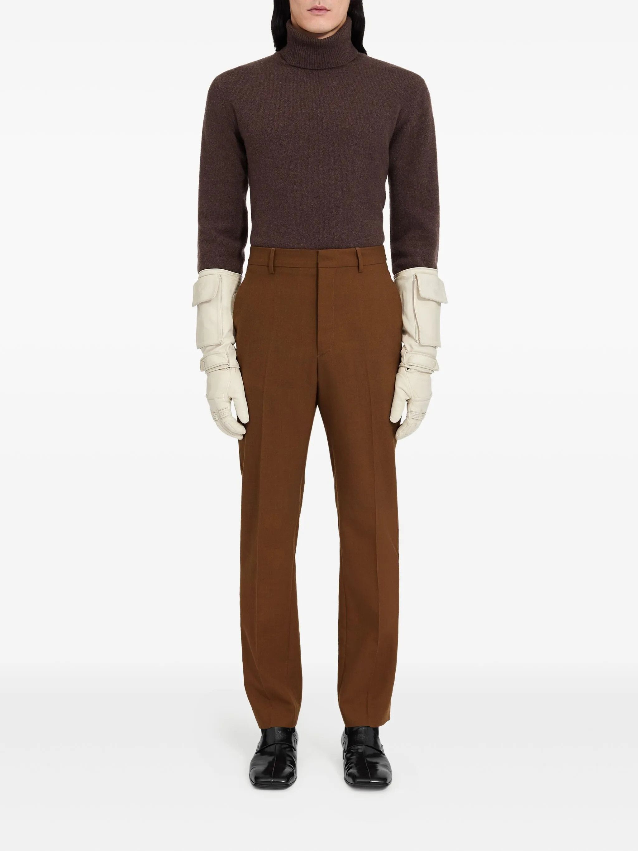 Maison Margiela oc11z0925 Creased Wool Trousers in Brown Size US 32 / EU 48 - 2 Thumbnail