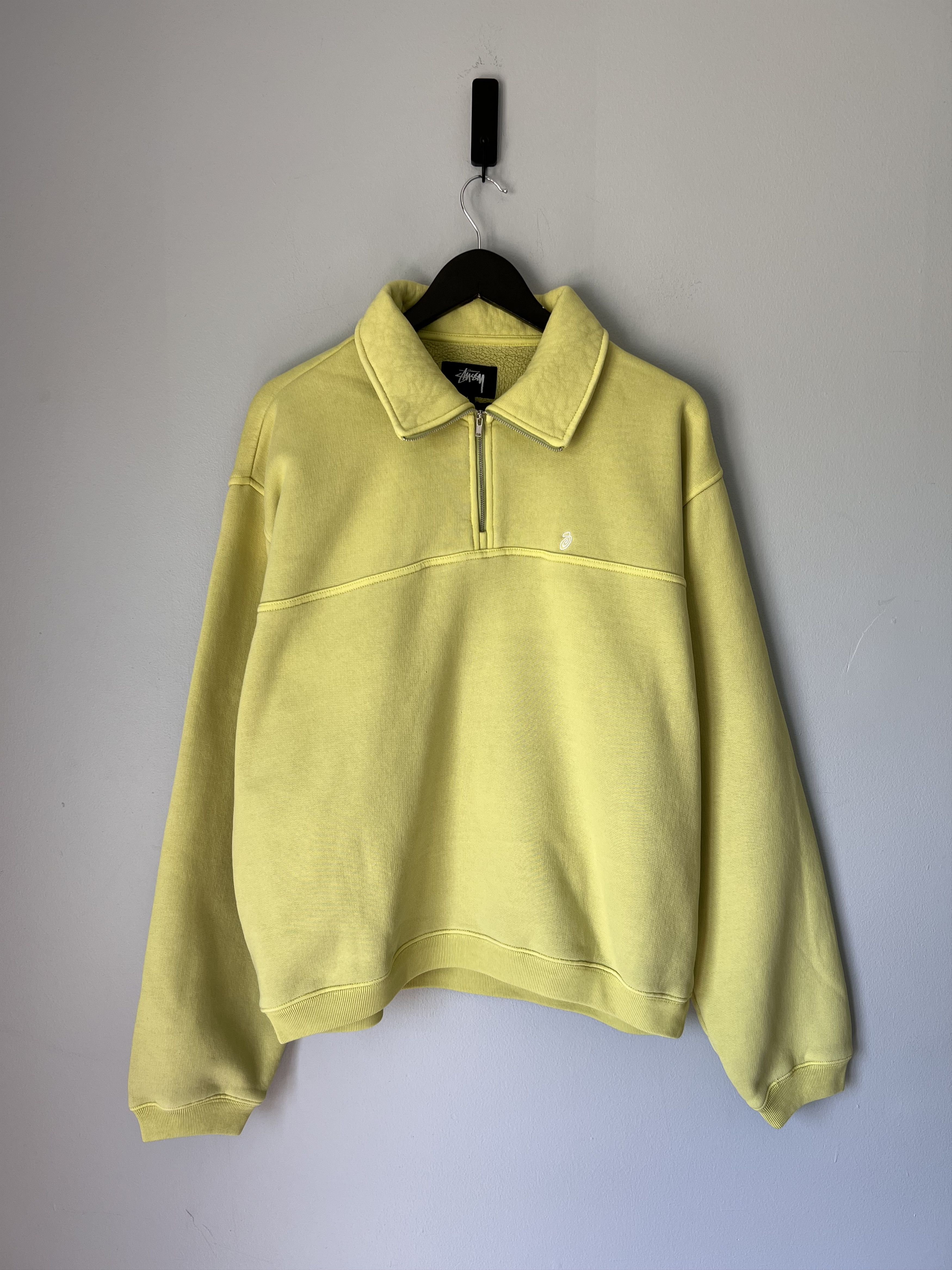 Stussy Stussy Fleece Zip Mock Sweatshirt in Lime Green Size US XL / EU 56 / 4 - 1 Thumbnail