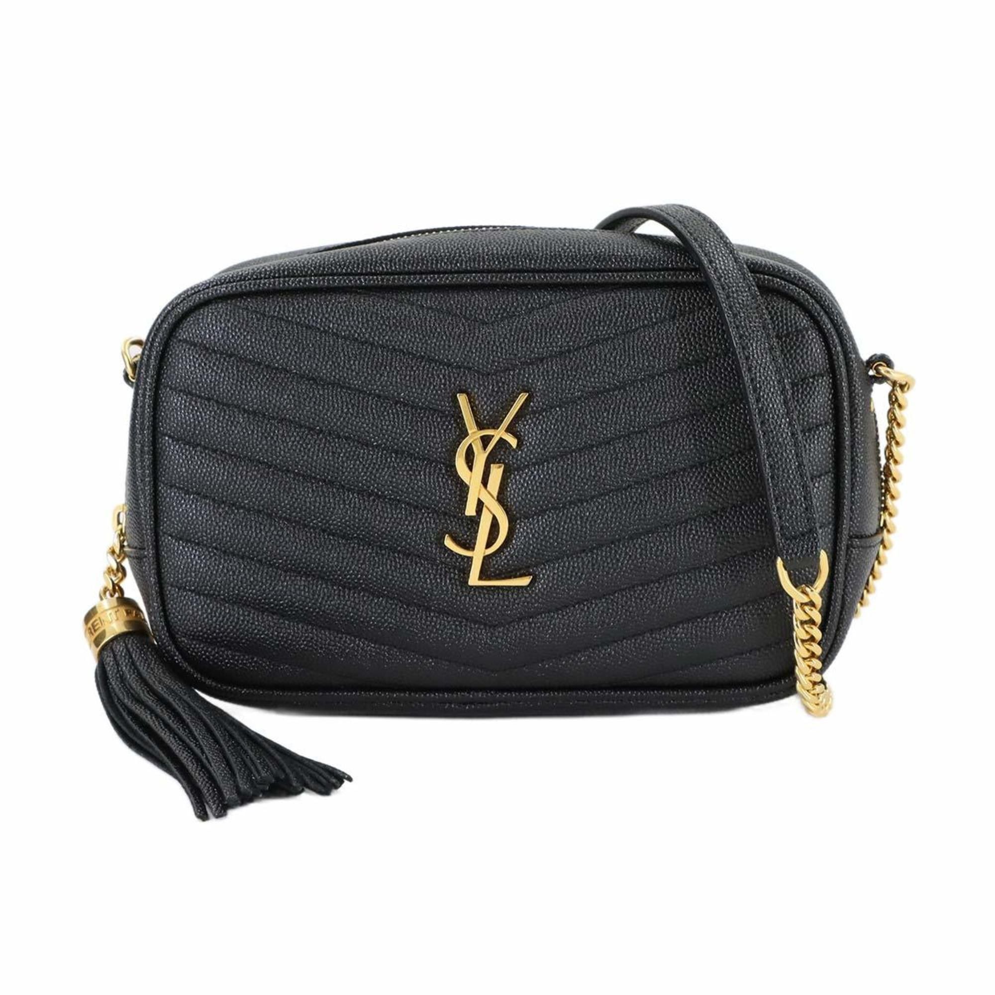 Saint Laurent Lou Chain Shoulder Bag in Black Leather (612579)