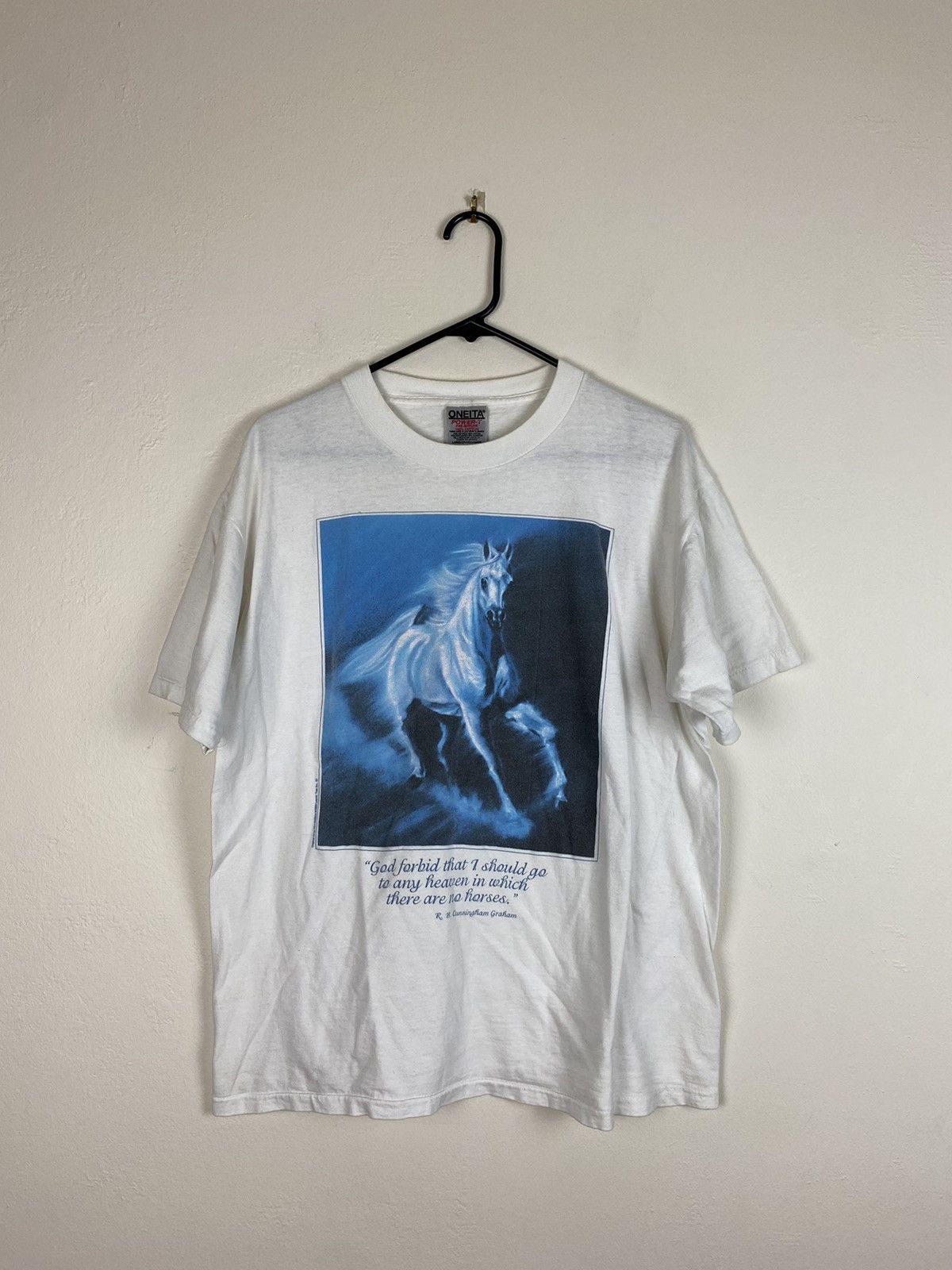 Vintage Vintage Oneita Horse Single Stitch Tee T Shirt Size US L / EU 52-54 / 3 - 1 Thumbnail