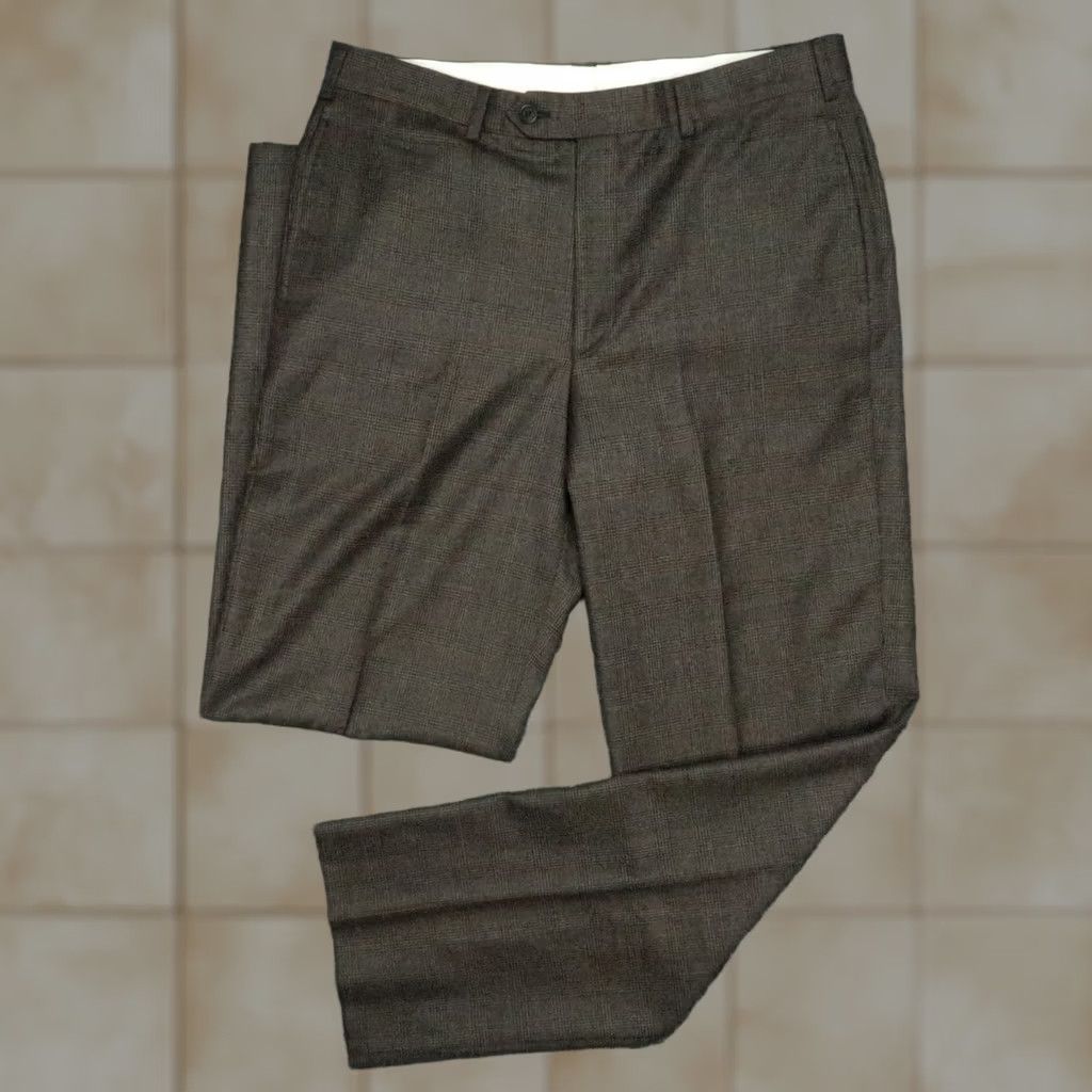 Brooks Brothers Brooks Brothers Pants Mens 35x32 Brown Glen Plaid Wool 346 Flat Front Lined Size US 35 - 1 Thumbnail