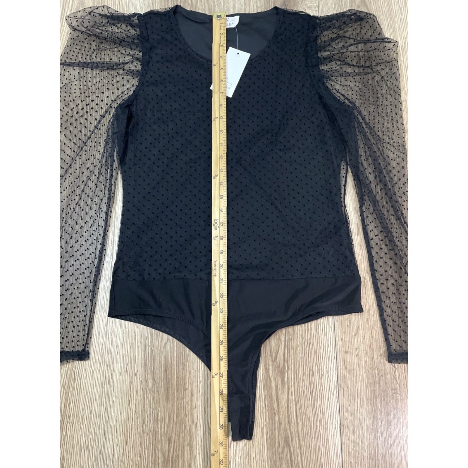 Vintage EMBERT Black Sheer Sleeve Bodysuit Women Large Size L / US 10 / IT 46 - 3 Thumbnail