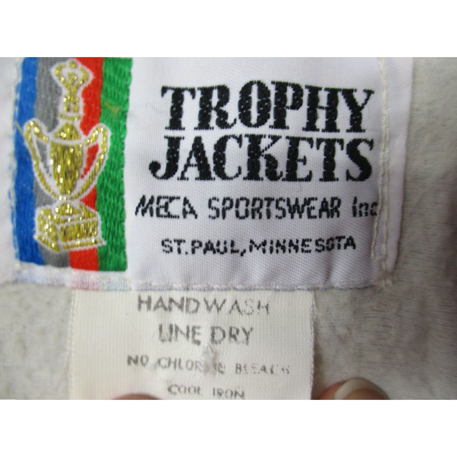 Vintage VINTAGE Trophy Jackets Varsity Bomber Jacket Blue Nylon McCall Jacket Mens L Blue Nylon Solid Pattern College Theme Basketball Size US L / EU 52-54 / 3 - 2 Thumbnail