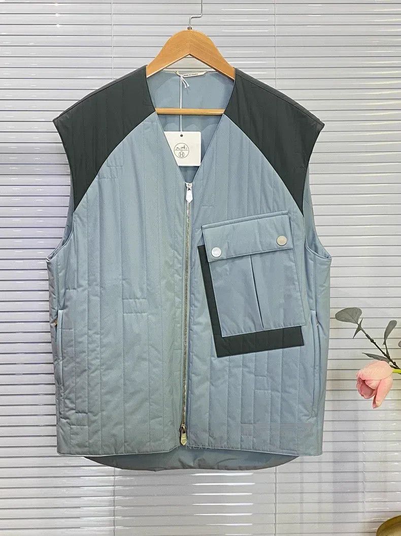Hermes Hermes Patchwork zipper V-neck vest, color block design, l Size US S / EU 44-46 / 1 - 1 Thumbnail
