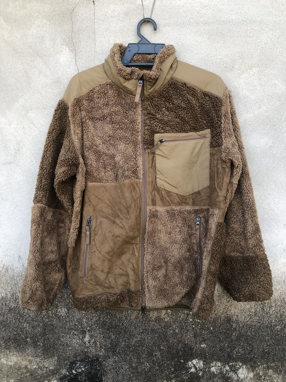 image of Engineered Garments x Uniqlo Bulky Fleece Checkered Pattern in Light Chocolate, Men's (Size Medium)