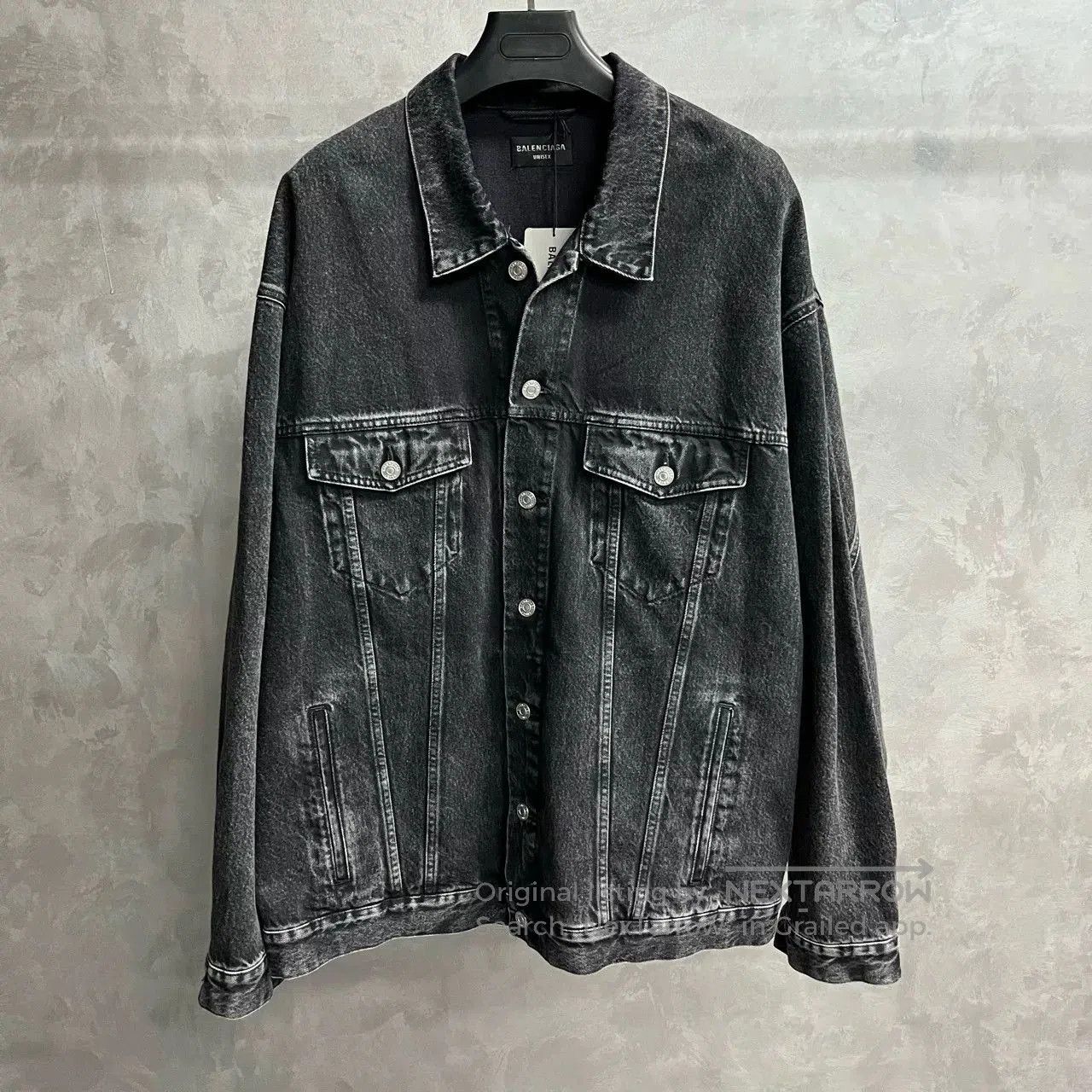 Balenciaga Balenciaga Black Gray Diamond Logo Denim Jacket. Size US L / EU 52-54 / 3 - 7 Thumbnail