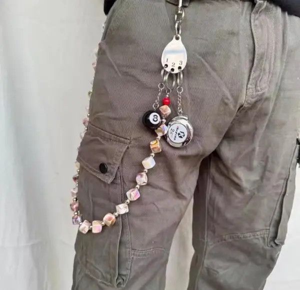 Japanese Brand Punk Style Jeans Trousers 2Color Wide Square Beads Size ONE SIZE - 1 Thumbnail