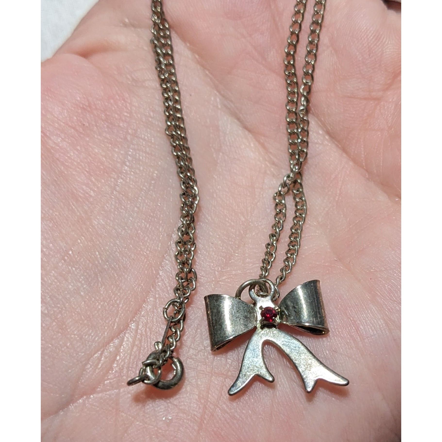 Other Silver Rhinestone Bow Necklace Size ONE SIZE - 7 Thumbnail