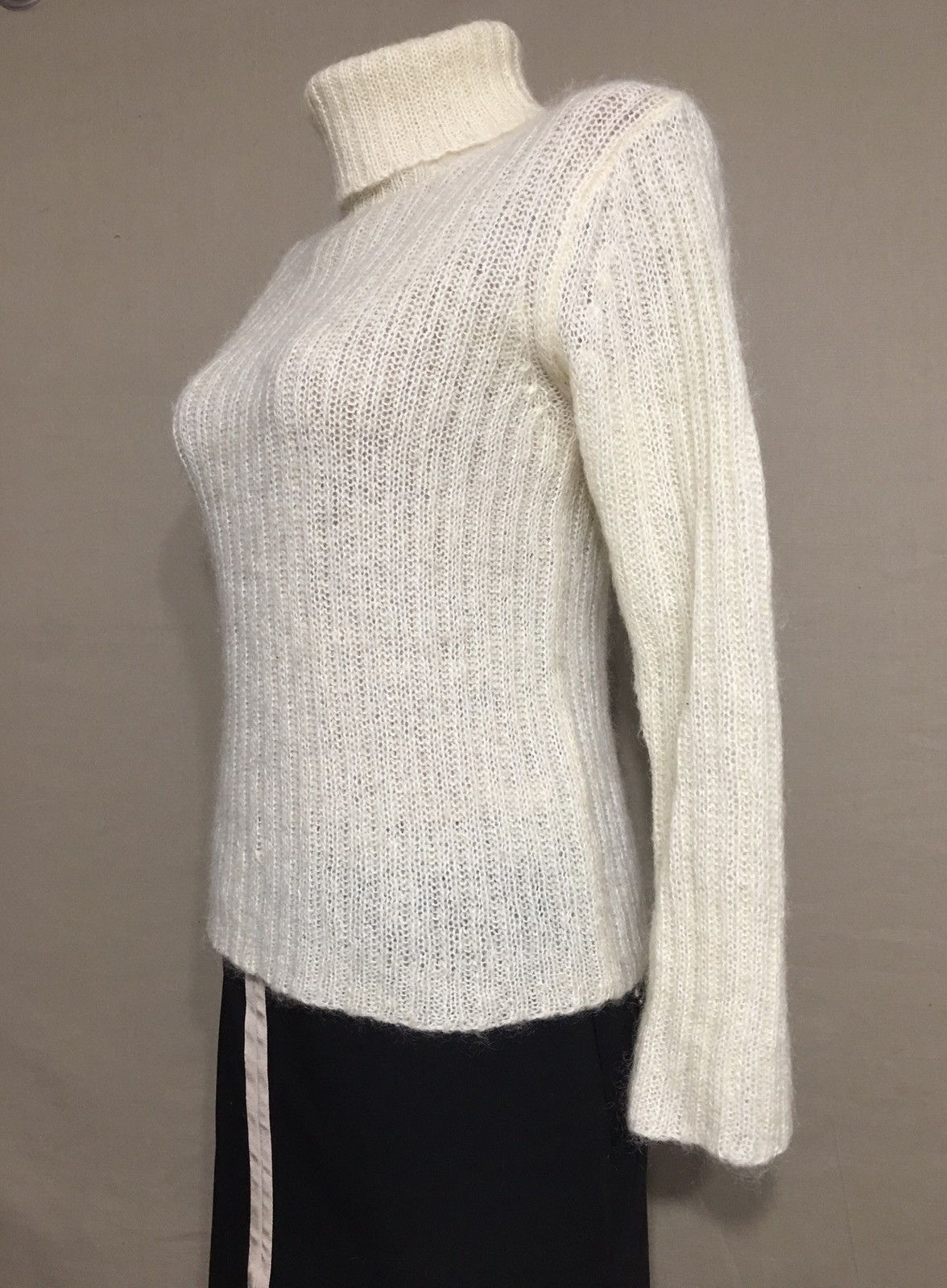 Japanese Brand Kumikyoku Mohair Nylon Knit Ivory Sweater Small Size S / US 4 / IT 40 - 2 Thumbnail