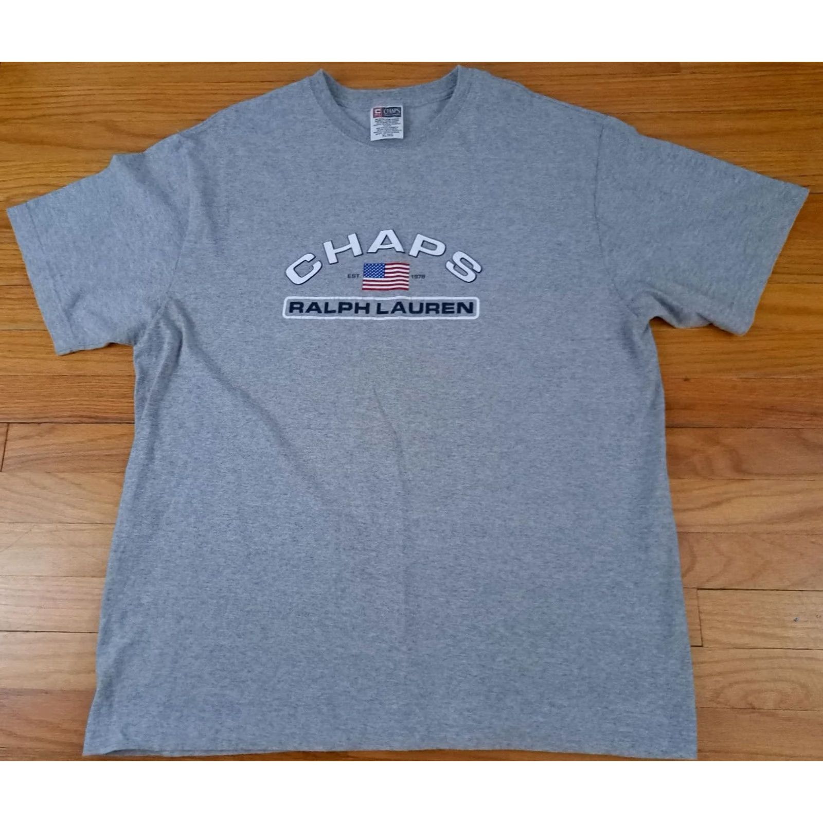 Chaps VINTAGE Chaps Shirt XL Gray Ralph Lauren Flag Grey Printed Polo Size US XL / EU 56 / 4 - 2 Thumbnail